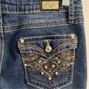 Earl Jeans Y2K Embellished Flap Pocket Bootcut Jeans Dark Wash Petite 10P